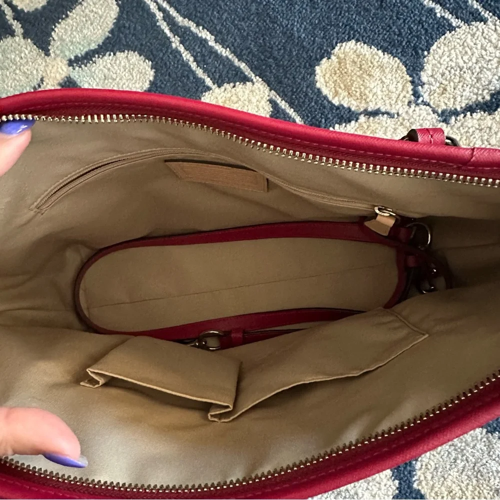 Coach || Peyton magenta leather tote bag